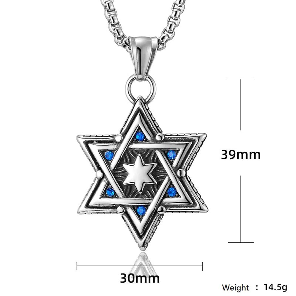 Rockyu スターオブデイビッド ペンダントネックレス メンズ レディース ステンレス製