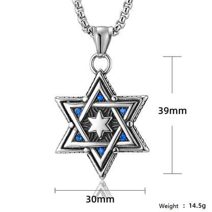 Rockyu スターオブデイビッド ペンダントネックレス メンズ レディース ステンレス製