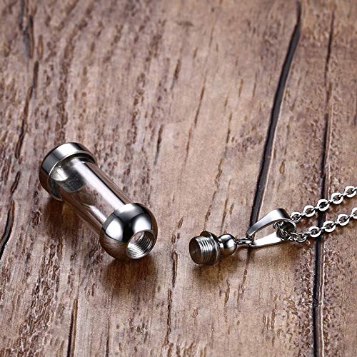 Rockyu カプセルネックレス レディース ステンレス製 ガラス管 香水・薬入れ対応 シルバー・ゴールド・ブラック