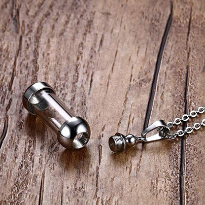 Rockyu カプセルネックレス レディース ステンレス製 ガラス管 香水・薬入れ対応 シルバー・ゴールド・ブラック