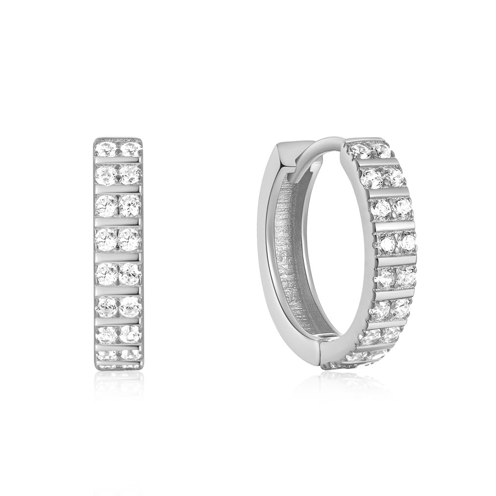 [Rockyu] ピアス レディース 18金 ブランド ゴールド シルバー925 ジルコニア リングピアス つけっぱなし 純銀製 金属アレルギー対応 フープピアス 小さめ 18k 両耳用 母の日 誕生日 プレゼント アクセサリー