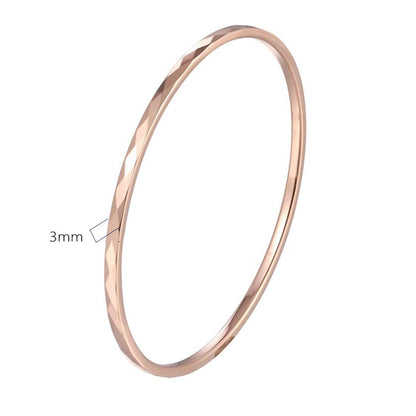 Rockyu バングル レディース 18Kゴールド/ローズゴールド 菱形カット 64mm 手首用ブレスレット