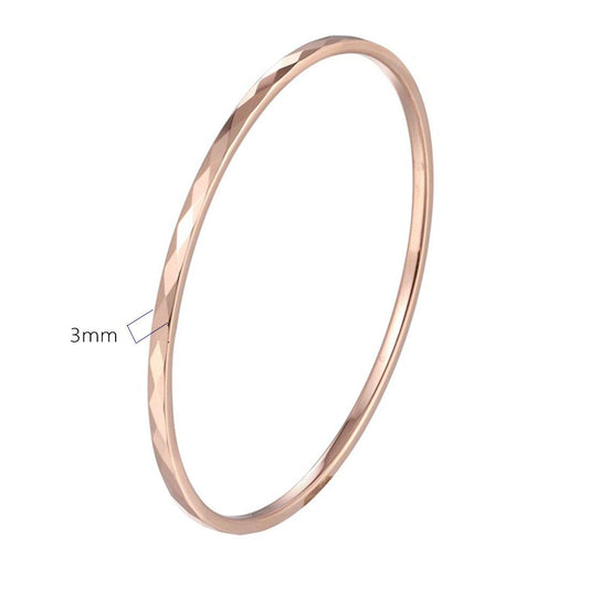 Rockyu バングル レディース 18Kゴールド/ローズゴールド 菱形カット 64mm 手首用ブレスレット