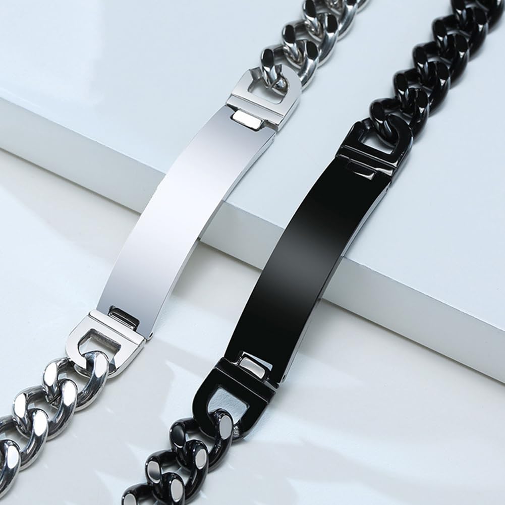 Rockyu ブレスレット レディース プレート チェーン ステンレス製 金属アレルギー対応 全3色