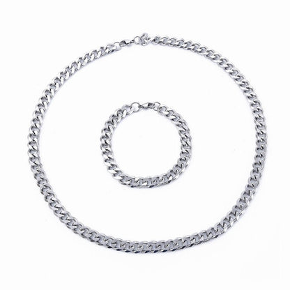 Rockyu ネックレス メンズ 喜平チェーン ブレスレット セット シルバー ステンレス製