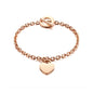 Rockyu レディースブレスレット ハートチャーム付き チタン製OTマンテルチェーン ピンクゴールド