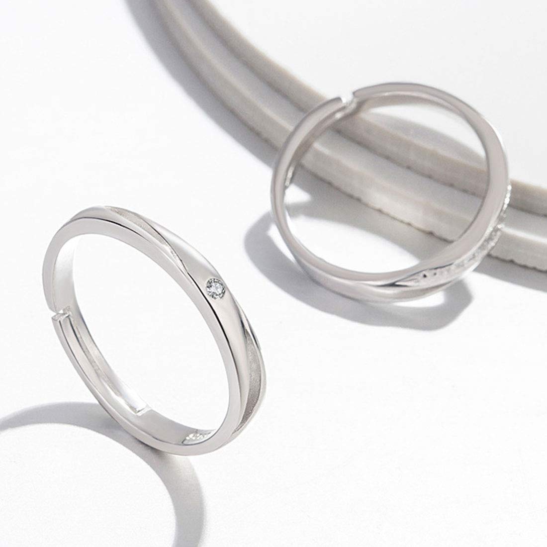 Rockyu 永遠の愛 ジルコニア ペアリング シルバー925 メンズ レディース フリーサイズ