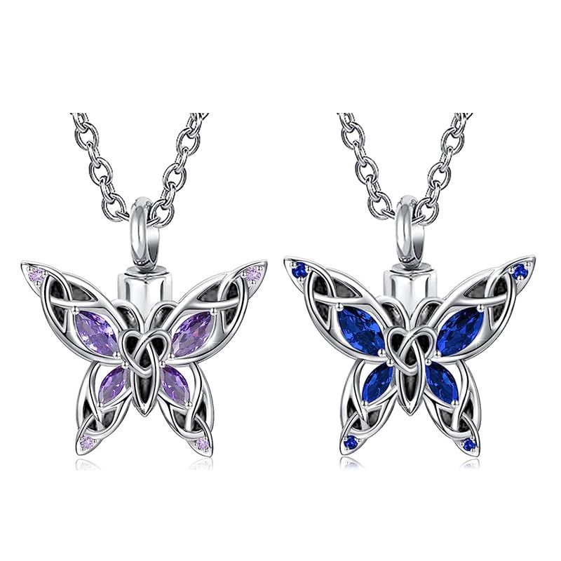 Rockyu ネックレス レディース ステンレス 蝶モチーフ 誕生石入り メモリアルジュエリー お守り 追悼ネックレス ギフト