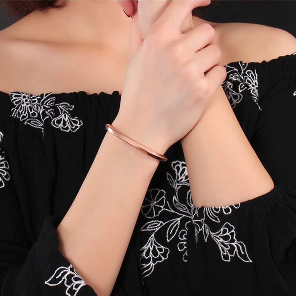 Rockyu C型チタンバングル レディース メンズ兼用 シルバー ゴールド ピンクゴールド ブラック サイズ調整可