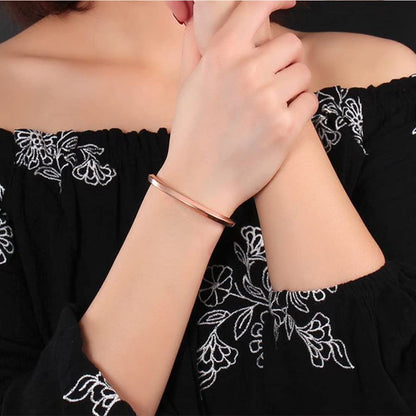 Rockyu C型チタンバングル レディース メンズ兼用 シルバー ゴールド ピンクゴールド ブラック サイズ調整可