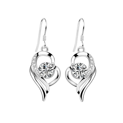 Rockyu レディース ハートフックピアス S925 シルバー ジルコニア 揺れるデザイン アレルギー対応