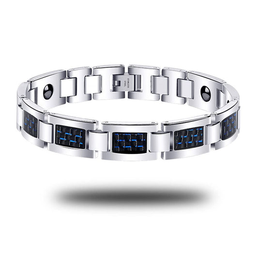 Rockyu ブレスレット メンズ 磁気 ゲルマニウム 静電気除去 ステンレス チェーン風デザイン