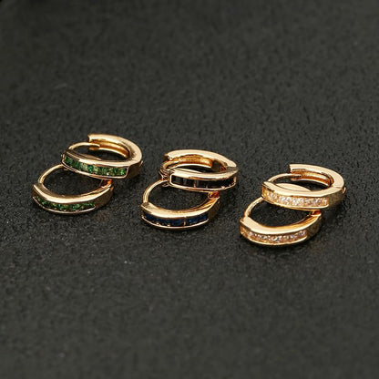 Rockyu ピアス レディース フープ シルバー ゴールド マルチカラー ジルコニア 正方形 リング