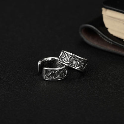 Rockyu イヤーカフ メンズ レディース ステンレス 幾何学模様 シルバー ユニセックス ノンホールイヤリング