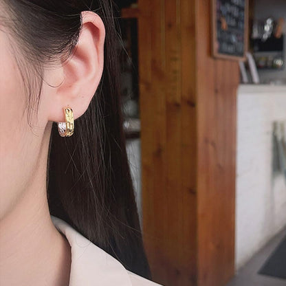 Rockyu シルバー925 唐草透かし彫りフープピアス 幅広ヴィンテージ 男女兼用 ゴールド＆シルバー