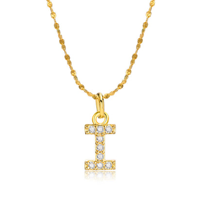 Rockyu ネックレス レディース ゴールド イニシャルペンダント ジルコニア アレルギー対応