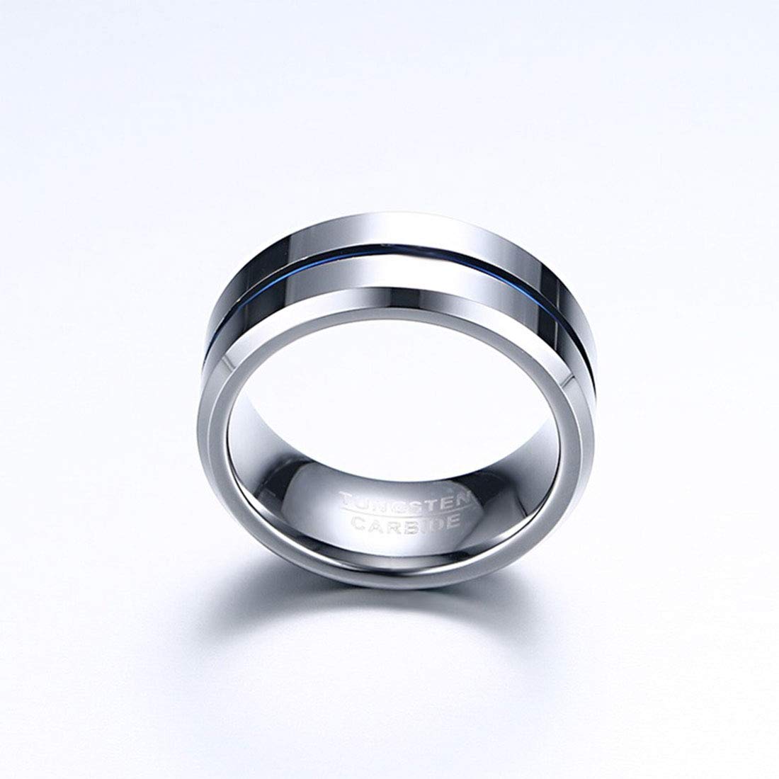 タングステンカーバイドリング メンズ 8mm シルバー ヘアライン×光沢仕上げ 指輪