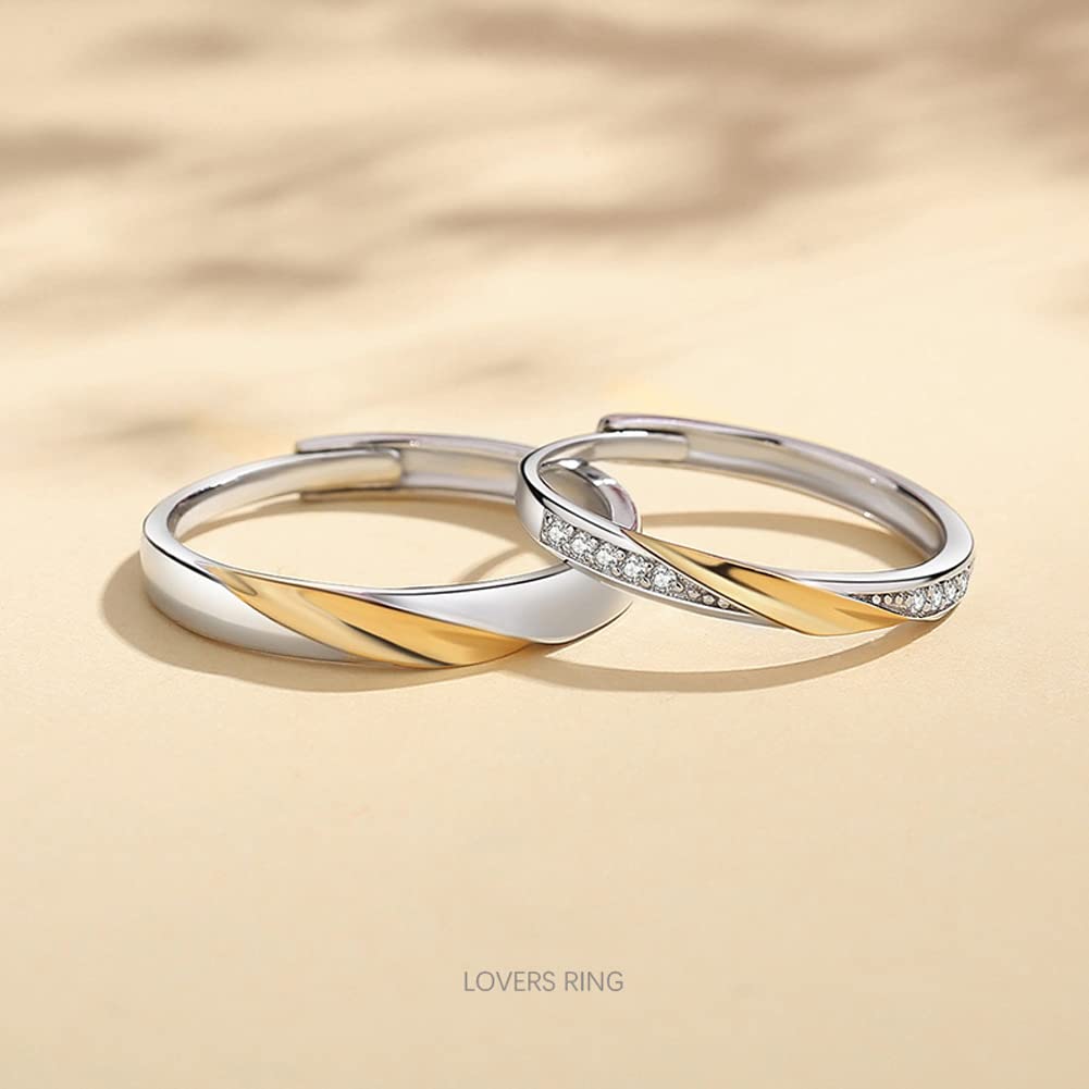 Rockyu ペアリング シルバー925｜メビウス風ツイストデザイン フリーサイズ指輪