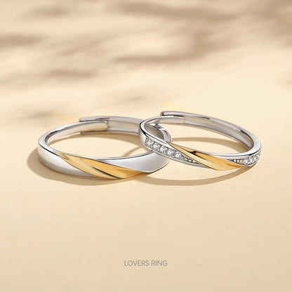 Rockyu ペアリング シルバー925｜メビウス風ツイストデザイン フリーサイズ指輪