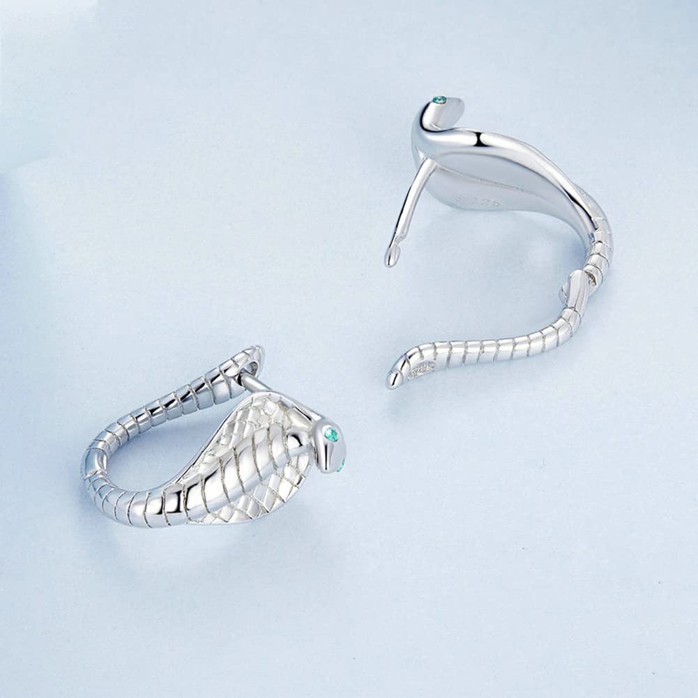 Rockyu レディース スネークピアス S925シルバー コブラデザイン 緑ジルコニア入り アレルギー対応