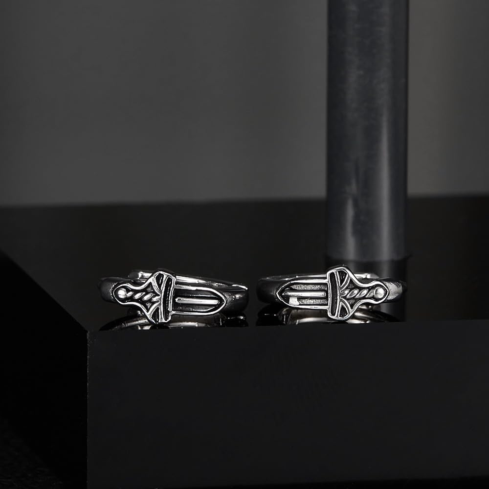 Rockyu ピアス メンズ ステンレス 片耳 剣モチーフ フープ型 シルバー アレルギー対応