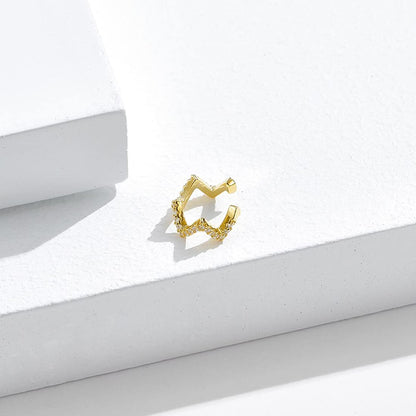 Rockyu フェイクピアス レディース メンズ シルバー925 ゴールド&シルバー W形 ジルコニア イヤーカフ アレルギー対応