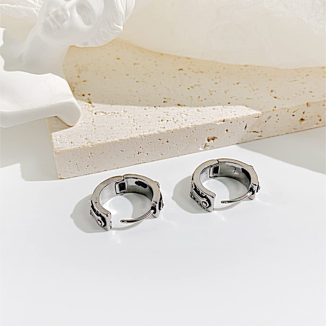 Rockyu クロスデザインステンレスフープピアス メンズ レディース