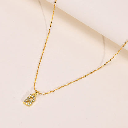 Rockyu ネックレス レディース ゴールド イニシャルペンダント ジルコニア アレルギー対応