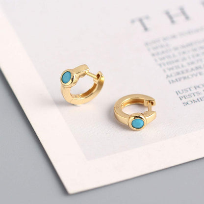 Rockyu ピアス レディース シルバー925 ターコイズ フープリング 両耳用 ジュエリー
