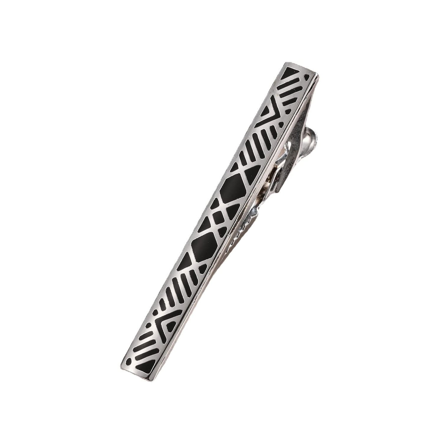 Rockyu ネクタイピン 4本セット シルバー タイバーネクタイピン 透かし彫りデザイン ギフトボックス付き