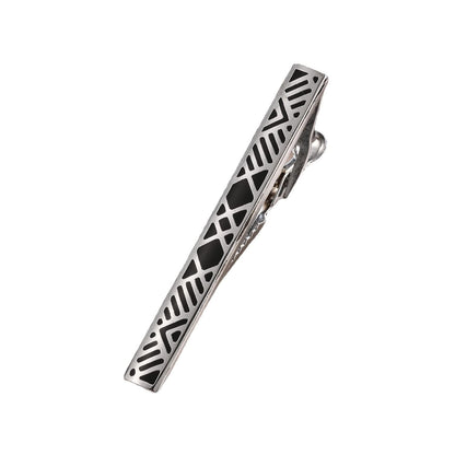 Rockyu ネクタイピン 4本セット シルバー タイバーネクタイピン 透かし彫りデザイン ギフトボックス付き