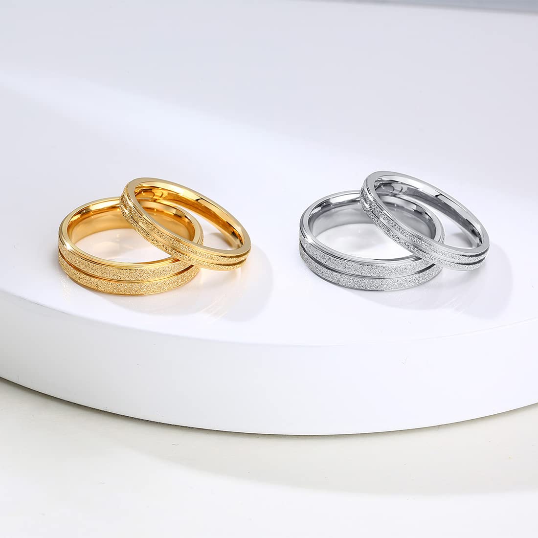 Rockyu ペアリング ステンレス シンプル 指輪 男女兼用 3mm/5mm 選べるサイズ