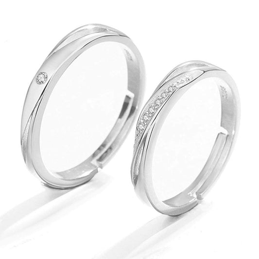 Rockyu 永遠の愛 ジルコニア ペアリング シルバー925 メンズ レディース フリーサイズ