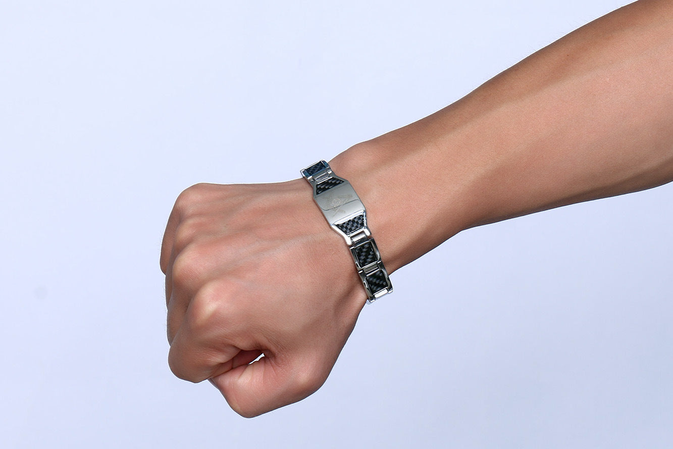 Rockyu メンズ 磁気ブレスレット フリーメーソン チタン ゲルマニウム内蔵 高級感ブレス