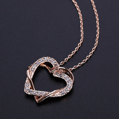 Rockyu ハートモチーフ ネックレス レディース ジルコニア 18Kローズゴールド仕上げ 鏡面仕上げ アレルギー対応