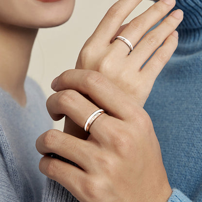 Rockyu ペアリング カップル用 ローマ数字刻印 フリーサイズ シルバー925リング