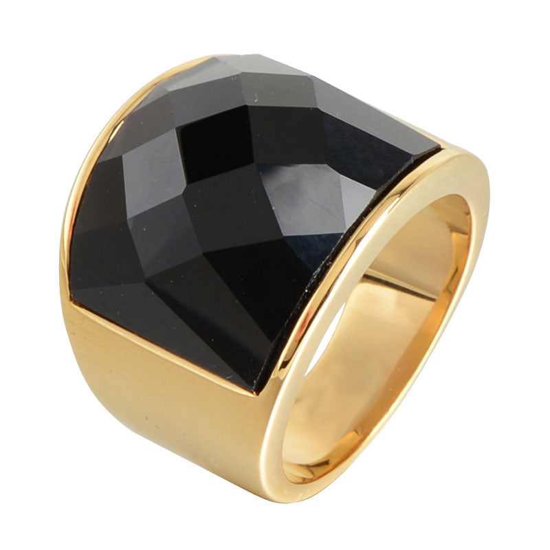 ワイドストーン印台リング｜Rockyu ステンレス製 メンズ＆ユニセックス ファッションリング 多彩な煌めきで個性を演出