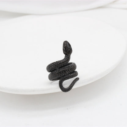 Rockyu スネークリング メンズ フリーサイズ ヘビモチーフ チタン指輪