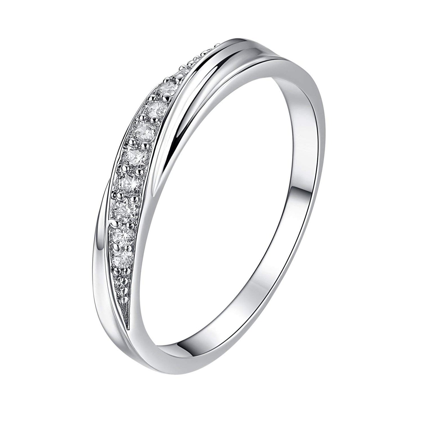 Rockyu レディースリング ピンクゴールド＆シルバー ジルコニア輝く華奢デザイン