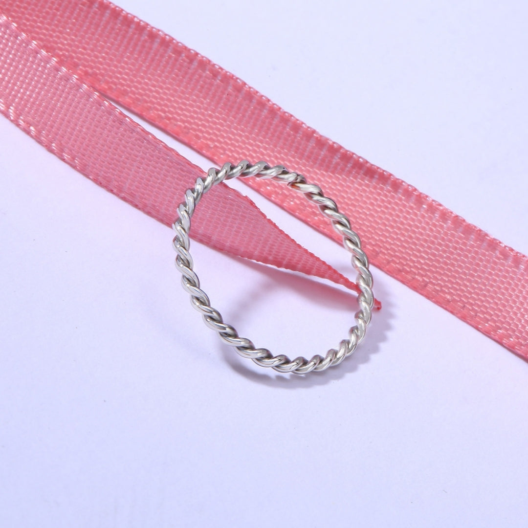 Rockyu ツイストステンレスピンキーリング 3色セット 金属アレルギー対応 関節リング