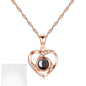 Rockyu 100種言語で愛を伝える ネックレス レディース シルバー925 ハート型ペンダント ピンクゴールド＆シルバー
