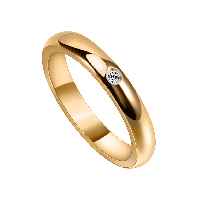 Rockyu シンプル一粒ジルコニアリング｜チタン製レディースリング