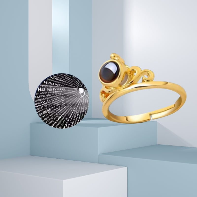 Rockyu 指輪 レディース ピンクゴールド シンプル フリーサイズ リング ルーペ付き