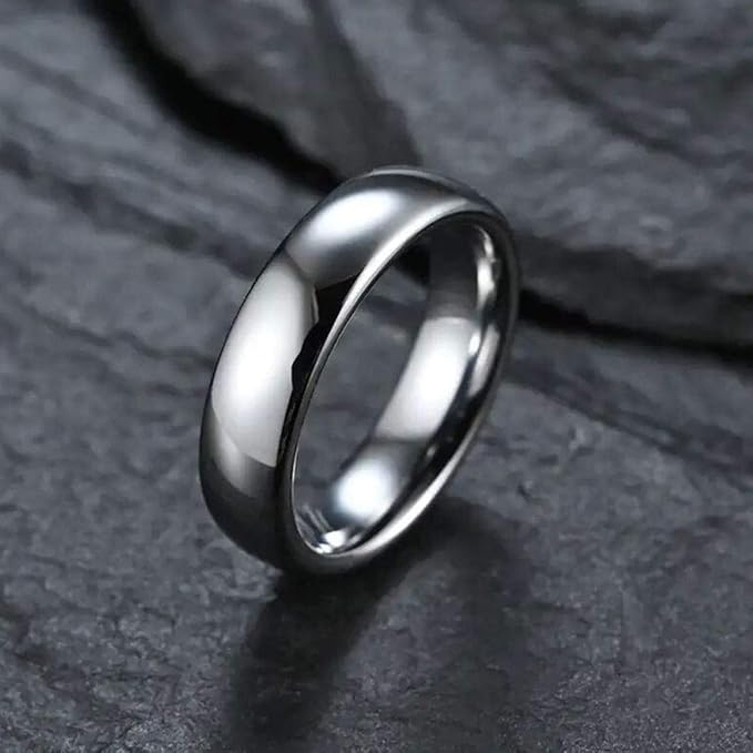 Rockyu タングステンリング シルバー 鏡面仕上げ 3mm〜6mm 甲丸 指輪 ユニセックス