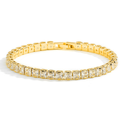 Rockyu ブレスレット レディース テニスチェーン 5Aジルコニア使用 キラキラバングル ゴールド＆シルバー展開