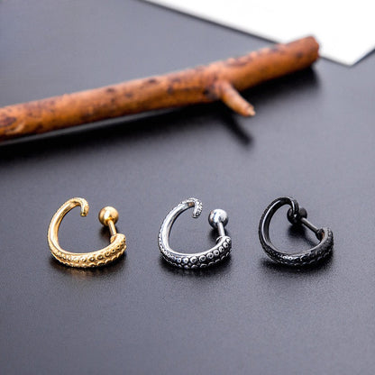 Rockyu ピアス メンズ 片耳 両耳 ステンレス タコ足デザイン シルバー スタッドピアス