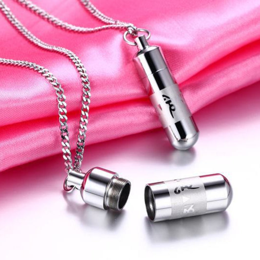 Rockyu 六字真言 カプセル型ペンダント チタン製 ステンレス 遺骨収納可能 ネックレス