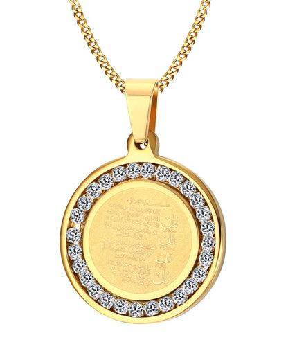 Rockyu 真経ラウンドコインネックレス【18金仕上げ・メンズペンダント】