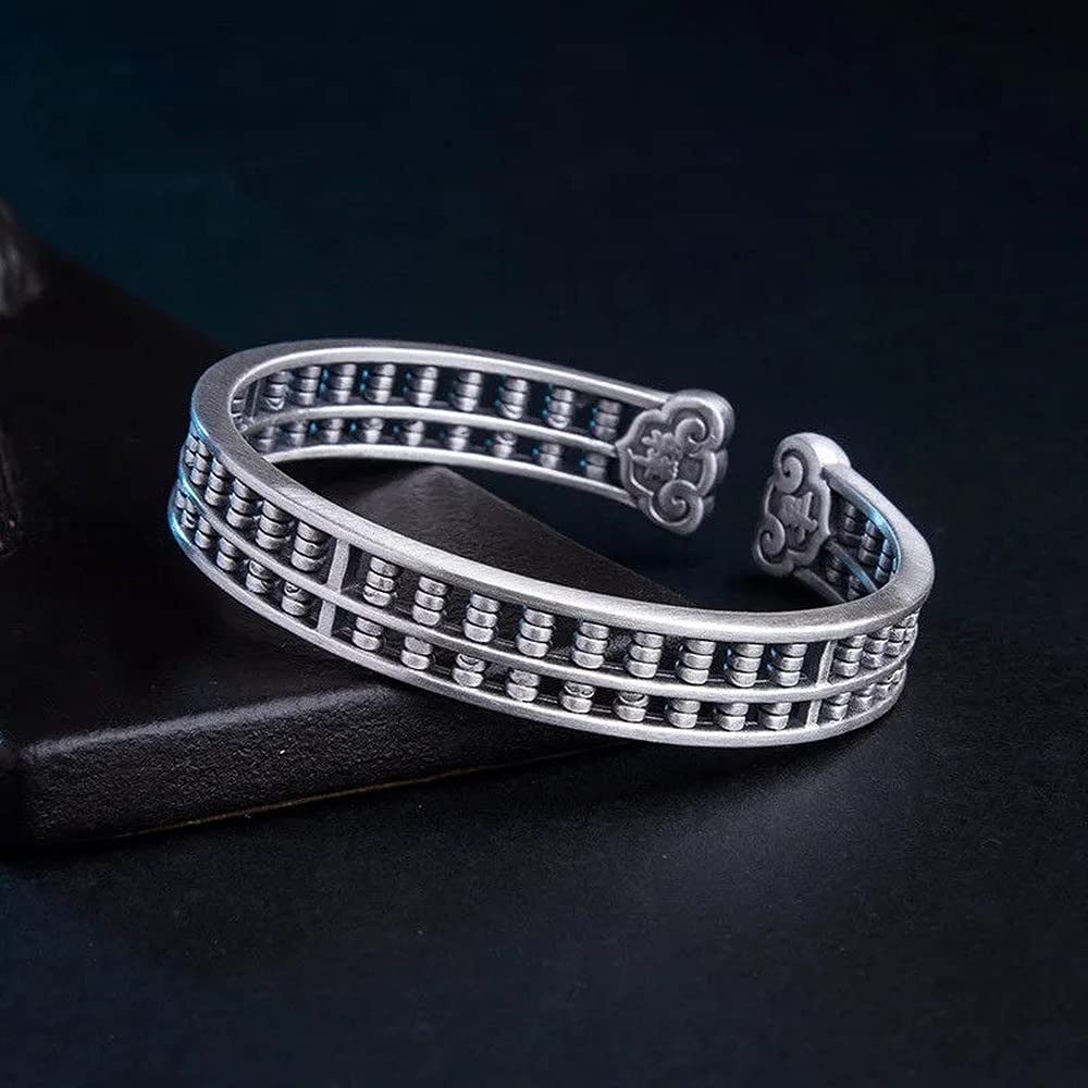 Rockyu バングル 男女兼用 そろばんデザイン シルバー＆ゴールド 開運 厄除け 中華風 アクセサリー