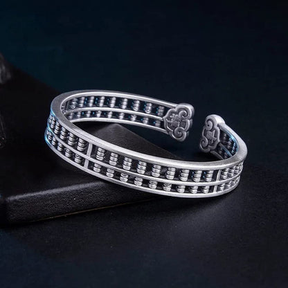 Rockyu バングル 男女兼用 そろばんデザイン シルバー＆ゴールド 開運 厄除け 中華風 アクセサリー